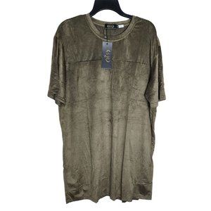 Gold Leaf Sage 2XL Crew Neck Faux Suede Soft Feel Slim Fit Designer Shirt
